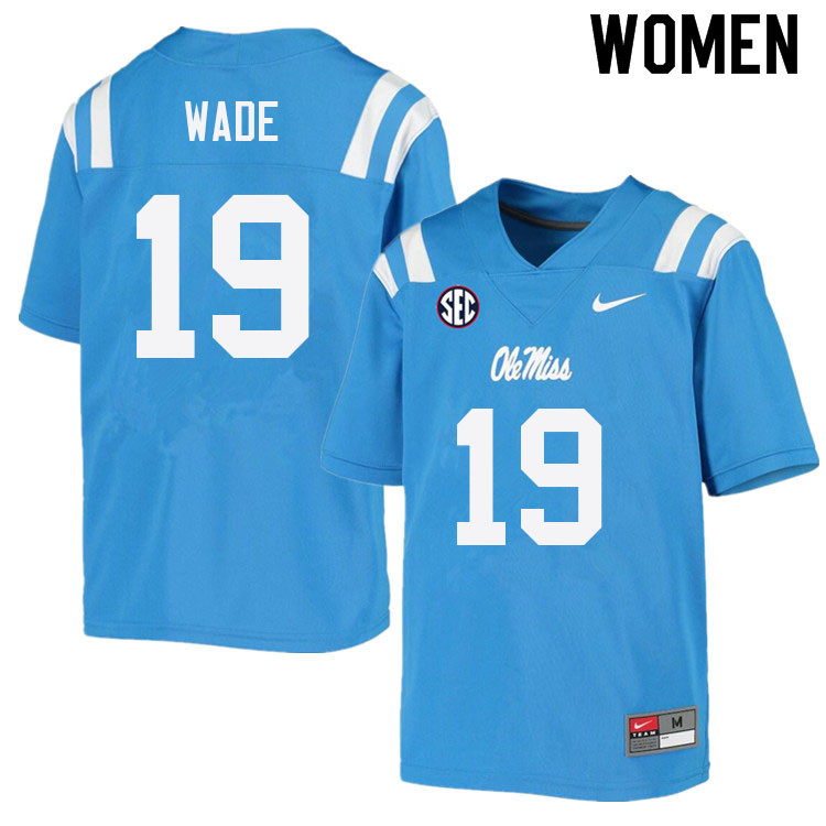 Women #19 Dayton Wade Ole Miss Rebels College Football Jerseys Sale-Power Blue